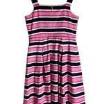 Talbots  Pink Navy White Striped Square Neck Pleated Sleeveless Dress Size 4 Photo 8