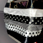 Set of 6 Black and White Satin Patterned Twilleys Photo 0