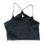 ZARA Black Satin Halter Crop Top Sleeveless Party Going Out Tank Top Medium Photo 0