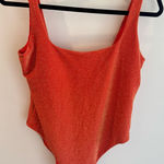 Aerie  Sparkle Babewatch One Piece Metallic Swimsuit in Heart Orange Red XL Photo 0