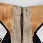 Coach Gala Black Leather Wedges Espadrille Wood Size 10 Peep toe T Strap Sandals Photo 3