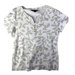 Karen Scott Leaf Shirt Women's Size Medium Gold Glitter Leafs Goblincore Cottage Photo 0