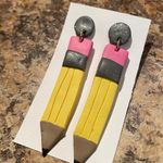 Handmade Clay Pencil Earrings Photo 1