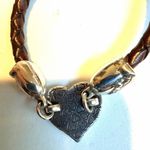 Brighton  Silver Heart Brown Woven Leather Bracelet Photo 5
