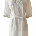 Roller Rabbit Luca Caftan Dress White Eyelet Embroidery Scalloped Floral Small Photo 10