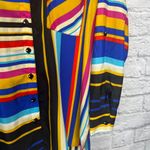 Vintage Mishca Striped Roll Tab Tunic Blouse Swim Cover Up Size L Bright 90s Black Size L Photo 7