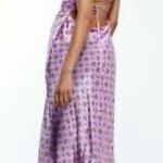 ZARA Satin Floral Midi Dress Size Large Photo 2