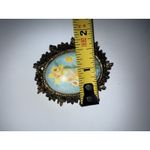 VTG Yellow Flowers Floral Hand Painted Porcelain Brooch Pendant Pin Gold M.Smith Photo 3