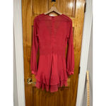 For Love & Lemons Flamingo Pink Tarta Print Long Sleeve Mesh Feminine Dress Photo 5