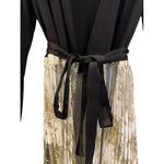 LuLaRoe Pleated Wrap Dress Black Top Metallic Pleated Skirt M Photo 2