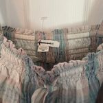 American Eagle AEO Pastel Plaid Swing Smock Crop Cami Photo 4