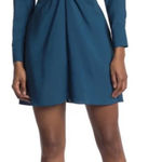Parker NWT  Teal Long Sleeve Knot Front Dress Size Small Photo 0
