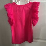 Pink Queen of Sparkles Tulle Sleeve Ruffle Top Photo 1