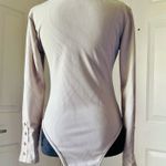 Body By Michelle  Gray Ribbed Long Sleeve Bodysuit with Gold-tone Buttons Photo 1