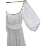 White Puff Sleeve Tie Back Ruffle Hem Mini Dress Medium Coastal Cowgirl Romantic Photo 3