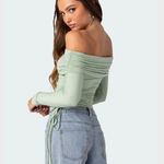 Edikted NWT  Off-Shoulder Ruched Green Top - S Photo 1