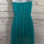 c'est toi C’est toi teal aqua‎ tube strapless high low dress juniors size S Photo 2
