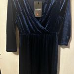 Navy blue velvet cocktail dress Photo 1