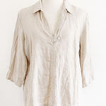 Grace Elements  Womens Linen Top Size 16W Beige Minimalist‎ Lagenlook Coastal Photo 0