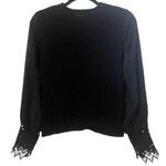 Nikka K Sweater Medium Womens Black Academia Sheer Lace Sleeves Career Holiday Photo 0