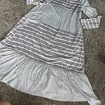 Lucky Brand Zolucky Women’s Striped Greige and White Long Sleeve Maxi Dress Sz Large Photo 10