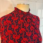 Boden Red Blue Alice Floral High Neck Long Sleeve Jersey Midi Dress Size 14L Size L Photo 3