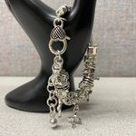 Premier Designs Premier Design Silver Tone Charm Bracelet Cross Heart Dangle Beads Luck Scroll Photo 1