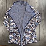 Lucky Brand  Longline Cardigan Blue Open Front Size L Southwestern Aztec Boho Photo 2