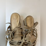 Schutz  Sandals Tan Lace Up Block Heel Melancy Strappy Size 7.5‎ Photo 9