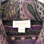 Leoniak Vintage Cotton Metallic Retro Knit Paisley Tapestry Three Button Blazer Purple Size undefined Photo 5