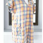 Billy T Short Sleeve Popover Dress in Picnic Plaid, Size L New w/Tag $118 Orange Size L Photo 5