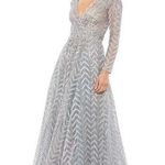 Mac Duggal 20189 Platinum Embellished Illusion Long Sleeve Wrap Over Dress Photo 0