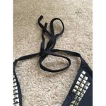 Michael Kors Women's Black Silver Tie Neck/Back Bikini Swim Top Size Unknown Photo 3