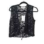 SUMMER AWAY Crochet Tie Front Vest Top Black NWT Small Photo 1