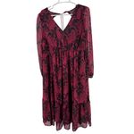 Torrid clip dot Black red Paisley sheer Long Sleeve Dress below knee length 0 Photo 2