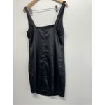 AQUA  Mini Satin Dress Size Large Black‎ Square Neck Sleeves Exclusive NWT Photo 10