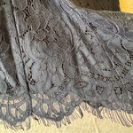 Liza Lux Navy Blue Lace Eyelash Fringe Scalloped Hem Sleeveless Party Dress Midi Photo 4