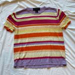 August Silk knits 100% silk stripe short sleeve top Photo 1