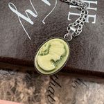 Handmade  Green Cameo Necklace Stainless Steel 18 Inch Cottagecore Photo 1