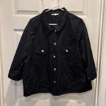GOLD HAWK Ruffle Back‎ Button Down Shirt Jacket Black Cotton Poplin Size Large Photo 0