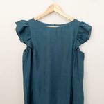 Anne Klein | Dark Teal Blue Green Flutter Sleeve Sheath Dress Lined | Size 12 Photo 1