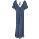 Baltic Born  Venice Lace Maxi Dress size Large Slate Blue Surplice V Neckline Photo 9