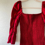 Reformation  Red Jacinta Linen Blend Bodycon‎ Smocked Mini Dress Medium Photo 3