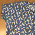 Halloween Print Scrub Top 2 Pockets Skulls Ghosts & Pumpkins Size XL Orange Photo 3