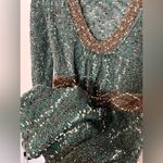 Buckle BKE Belted Waist Tweed ChunkyKnit Boho Earthy Brown Turquoise Sweater Med Photo 14