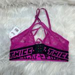 Fantasy Lingerie Vibes THICC Lace Bralette Hot Pink Black NWT Small Photo 4