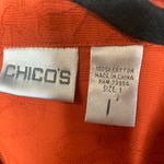 Chico's  Pumpkin Orange Jacket Blazer Textured Floral Sz 1 Medium Photo 2