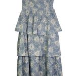 NWT Sofie The Label Blue THE RUMI STRAPLESS TIERED DRESS Floral Embroidered Sm S Photo 3