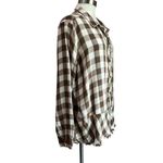 Democracy  Long Sleeve Brown & White Plaid Button Down Size 2X Photo 2