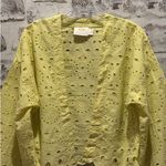 Anthropologie WOMENS ONE SIZE Maeve Cropped Navy Eyelet Boho Kimono yellow Photo 4